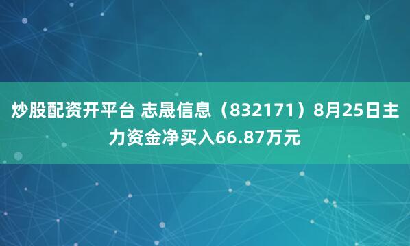 炒股配资开平台 志晟信息（832171）8月25日主力资金净买入66.87万元